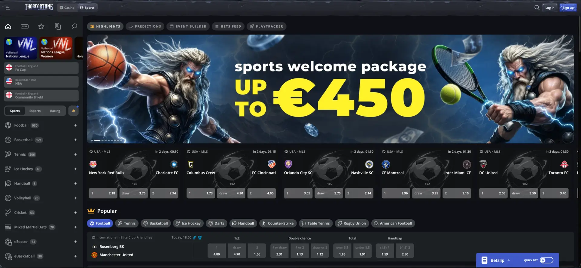 Página de apuestas deportivas de Thorfortune